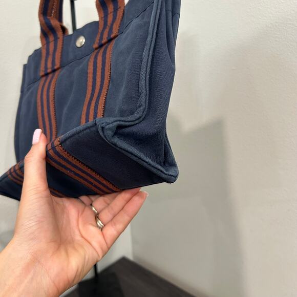 1068 HERMÈS Toile Fourre-Tout PM Tote Blue - Picture 7 of 8